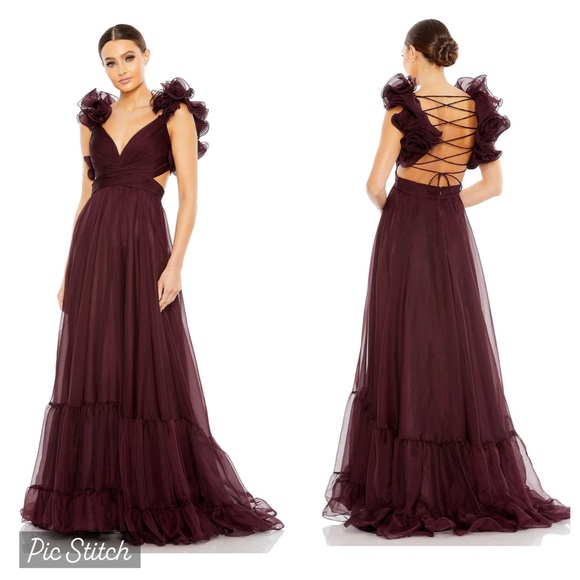 Mac Duggal Burgundy Prom Dress - Picture 1 of 8